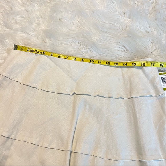 Style & Co 100% Linen Tiered Midi Skirt Women’s Size 14 Color is Ecru Summer - Picture 8 of 13